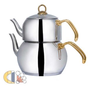 کتری و قوری روهمی استیل کی اس تی مدل 2026 دسته طلا