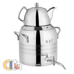 کتری و قوری ترک استیل کی اس تی KST مدل 4020S قوری کروم