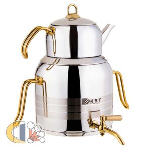 کتری و قوری استیل کی اس تی KST مدل 4030SG دسته طلا