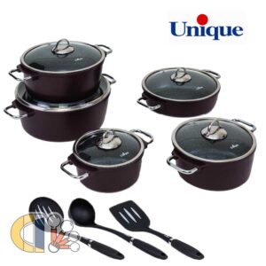 سرویس قابلمه یونیک مونیخ زرشکی 13 پارچه Unique مدل 7640