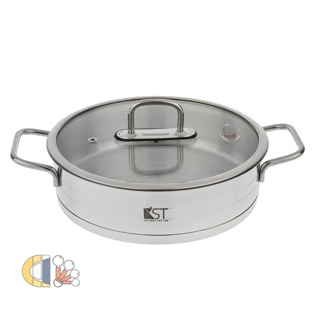 تابه استیل دو دسته کی اس تی  مدل 7023 سایز 24