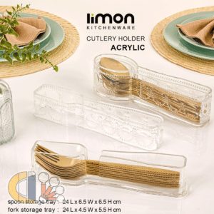 جا قاشق و چنگال اکرولیک دربدار لیمون