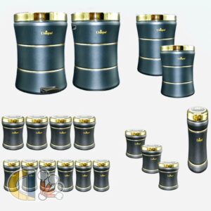 سرویس آشپزخانه 18 پارچه کمر باریک مشکی طلایی یونیک 4595