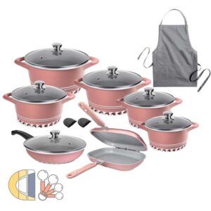 سرویس قابلمه 15+2 پارچه ام جی اس MGS مدل ایتالیا C رزگلد